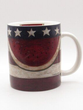 Warren Kimble Amcal 3 Cheers Patriotic Mug For the Gift of Art Red White Blue